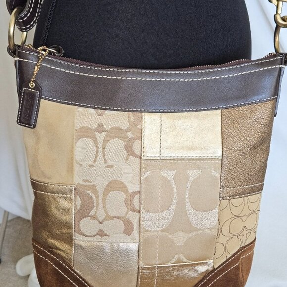 Coach Hobo Crossbody Patch Work Brown & Gold bag No. G0771-10387 -EUC - Picture 3 of 6